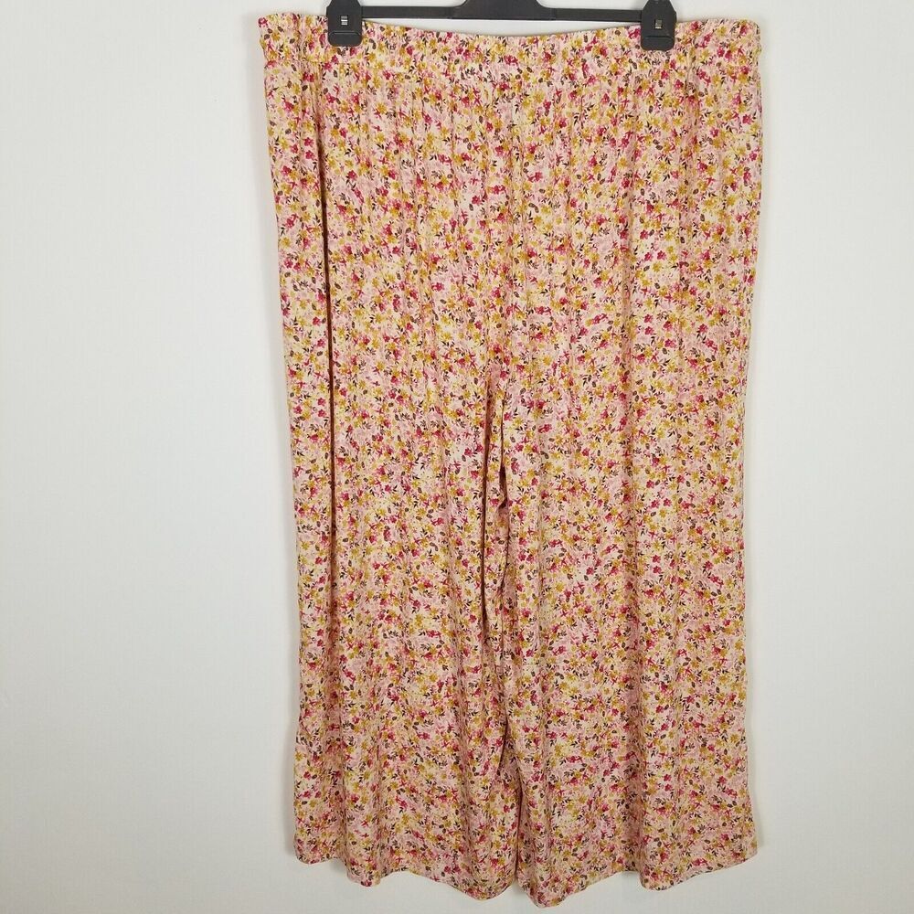 Talbots Women Pull-On Wide Leg Washable Gauze High Rise Pants Sz 4X Floral - Picture 4 of 6